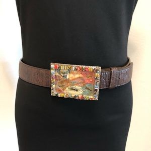 Brown Leather Belt w/ Creative Buckle